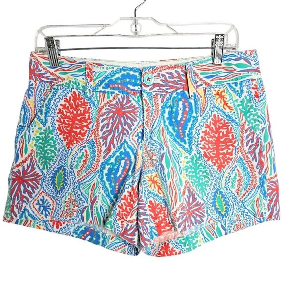 LILLY PULITZER The Callahan Knit Shorts MULTI LET MINNOW RED BLUE size 4 Chino - Picture 1 of 6
